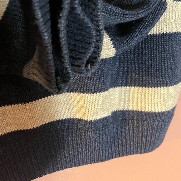 Chaps Navy Cream Preppy Y2K old money Sweater 2 spots review pics carefully Med - Picture 6 of 11